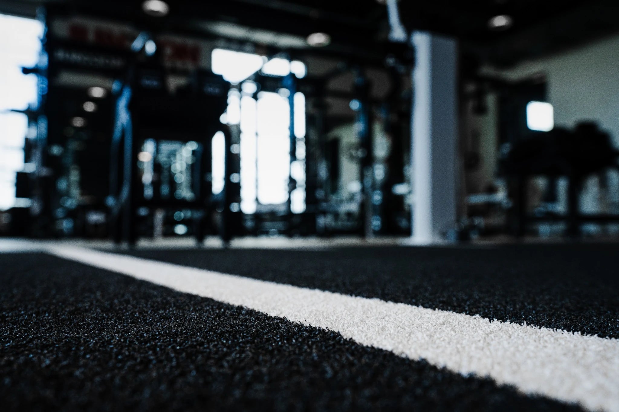 Resilient flooring for mixed training areas.